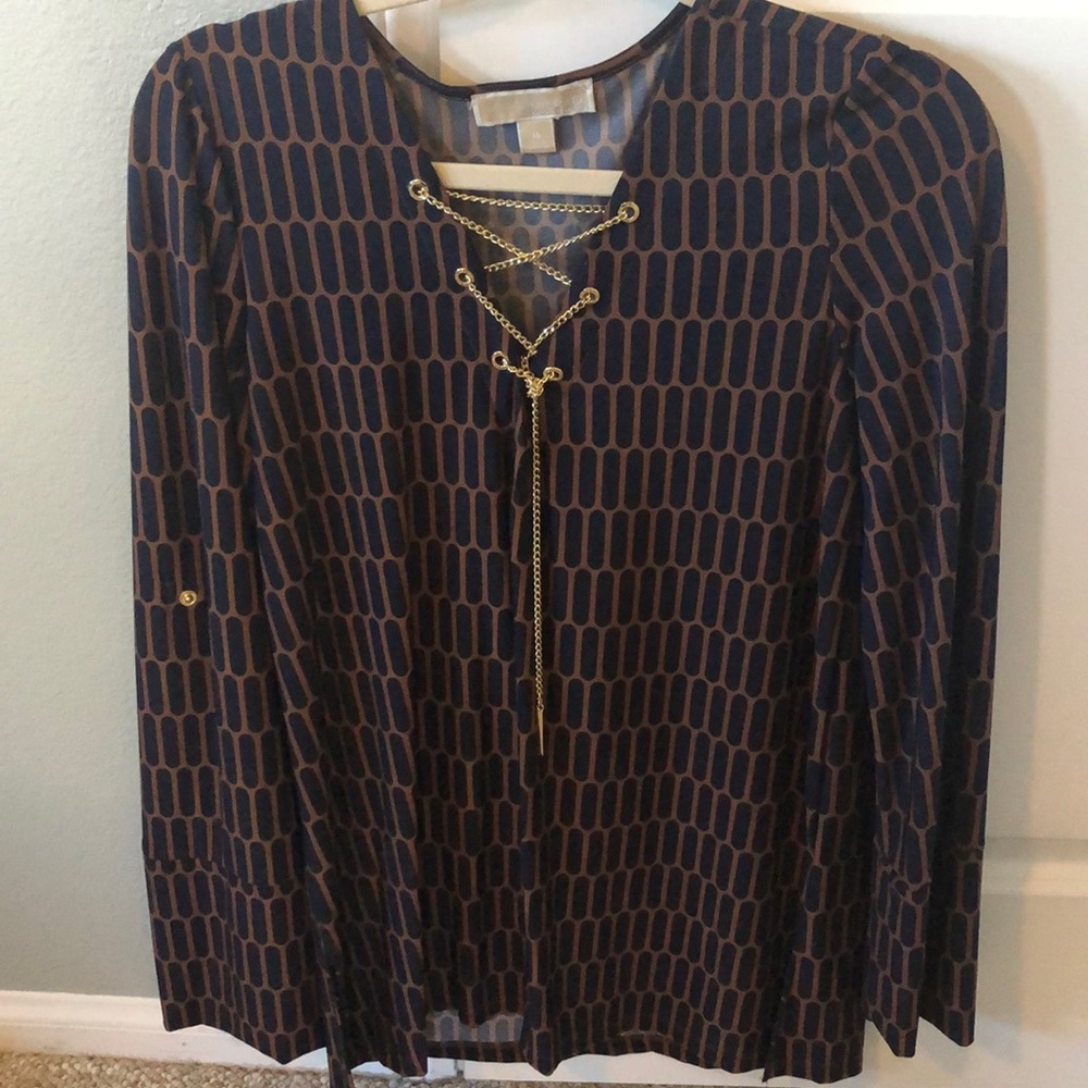 Michael Kors L/S blouse snap sleeve roll to 3/4